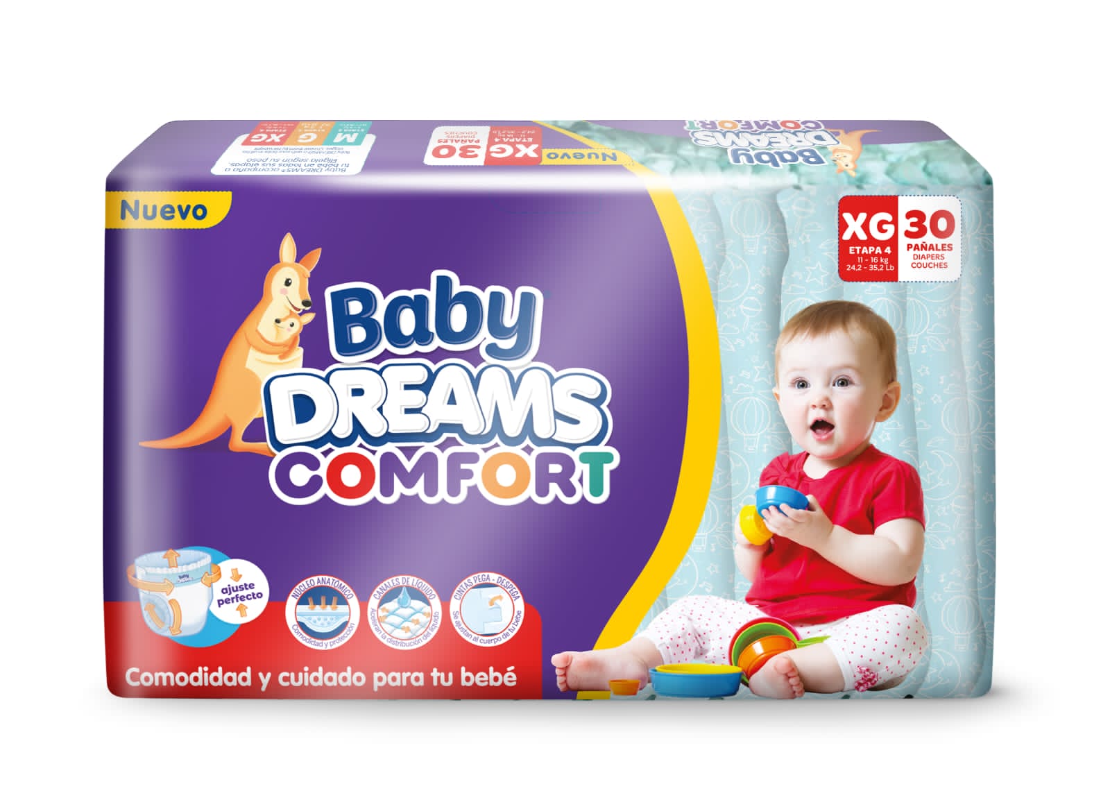 PAÑAL BABY DREAMS COMFORT ETAPA 4 X 30