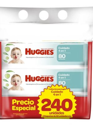 TOALLITAS HUMEDAS HUGGIES 4 EN 1 PEPINO X 240 (80+80+80)